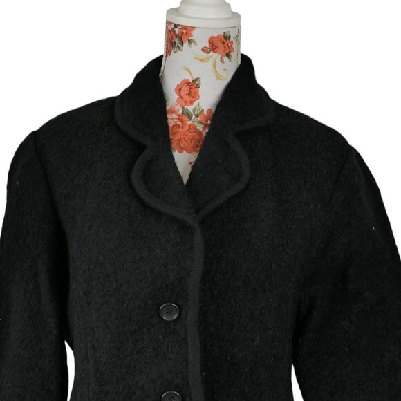 Land's End Size 14 Boiled Wool Textured Sweater Jacket  Fitted Vintage Structure - Picture 2 of 10
